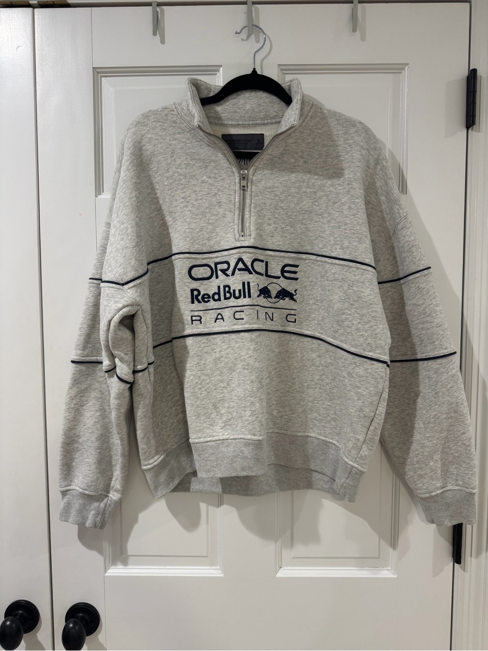 Abercrombie & Fitch Light Gray Full-Zip Sweater